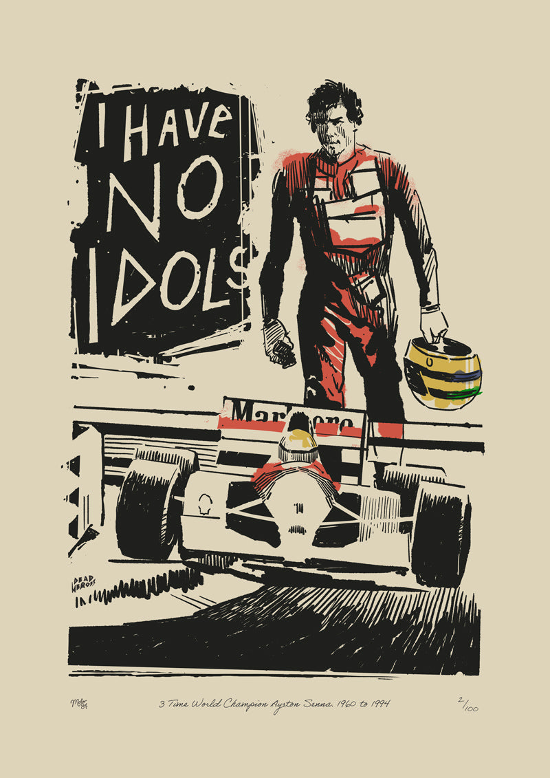 Ayrton Senna Charging - Art Print